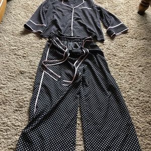 Kate spade pink dots  black  pajama set shirts+ pants